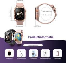 Blackview Outdoor Smartwatch Dames & Heren - W10Pro - GPS Outdoor Sports Positioning Watch - Sporthorloge - Horloge Dames - Hartslagmeter - Slaapmonitor - Saturatiemeter – Bloeddrukmeter - Bluetooth Bellen - 600 mAh - Android/iOS - Roze — thumbnail 3
