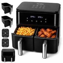 Tobi Dual Zone Airfryer 15L, XXXL 2400W – Olievrije Heteluchtfriteuse met 2 Onafhankelijke Bereidingscompartimenten, Digitaal Touchscreen, Instelbare Temperatuur en Timer, Frituren, Bakken, Braden en Opwarmen — thumbnail 1