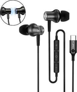Floki® Oortjes met draad USB-C - Metalen behuizing - Anti klit - Noise Reduction - Oordopjes met Microfoon - Earbuds — thumbnail 1