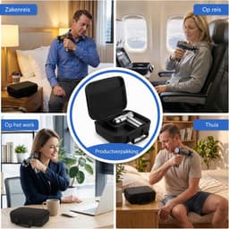 Massagepistool – Massageapparaat en Massage Gun – Draagbaar Massagepistool met 99 Snelheden en 9 Massagekoppen – Handmassageapparaat voor Nek, Rug en Benen – Met Reistas – Grijs — thumbnail 5