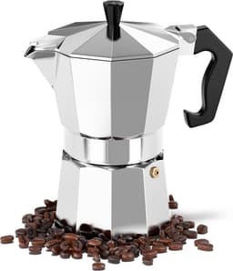 Espressomaker Percolator 300 ml – 6 Kopjes – Aluminium – Klassieke Italiaanse Koffiezetter – Geschikt voor Gas, Elektrisch en Keramisch – Zilver — thumbnail 1