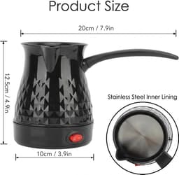 casalora - Koffiezetapparaat - Turkse koffiekan - Espressomachine - 600 ml - Mokkakan - ABS en roestvrij staal - Anti-verbranding - Gelijkmatige verwarming - Voor camping - Zwart — thumbnail 2