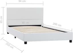 Bedframe, familiebed, palletbed, bedframe, wit, kunstleer, 90x200 cm — thumbnail 5