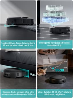 Lefant M5 PRO robotstofzuiger – 18.000 Pa – dweilreiniging met heet water tot 75 °C & zelfreinigend station – dTOF Lidar-navigatie – bediening via de Lefant-app – robotstofzuiger voor huisdieren, dierenharen en tapijt — thumbnail 4