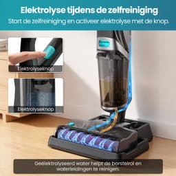 Grenintol Vloerreiniger – Nat en Droog Stofzuiger – 15kPa – 180° Platliggend – Stofzuiger met dweilfunctie – Zelfreiniging met Geëlektrolyseerd Water – Automatische Droging – Dubbelzijdige Randreiniging – 35 Min Accuduur – Zilver — thumbnail 2