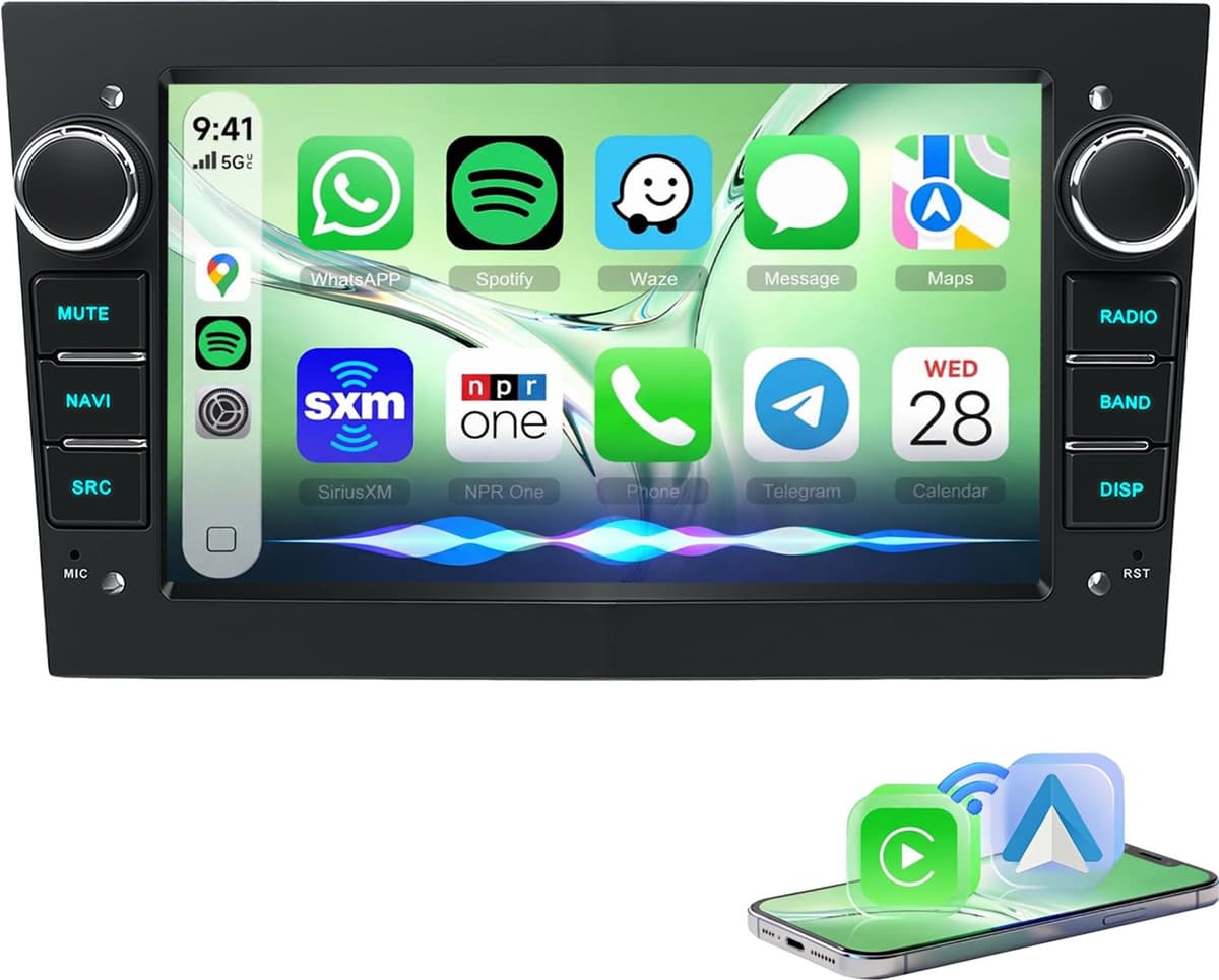 ESSGOO autoradio voor Opel Astra H Corsa D Vectra C Zafira - 7 inch HD touchscreen - draadloos Apple Carplay en Android Auto - Bluetooth, FM/AM, SWC — afbeelding 1