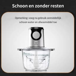 Elektrische Hakmolen 2 Liter – Glazen Kom – RVS Messen – Vleeshakker & Groentehakker – Voor Vlees, Groenten, Fruit en Babyvoeding — thumbnail 4