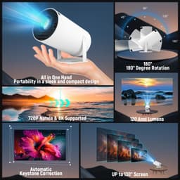 Draagbare Videoprojector 120 ANSI Lumen - 3840 x 2160 Resolutie - Wifi 6 Bluetooth - LCD Beamer - Voor Thuisbioscoop En Mobiel Gebruik — thumbnail 2