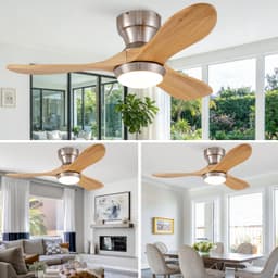 MIVRAY Plafondventilator – 90 Cm – Omkeerbare Gelijkstroommotor Met 6 Snelheden – Hout – Natuurlijk – Geluidsarme Ventilatie Voor Lage Plafonds — thumbnail 5
