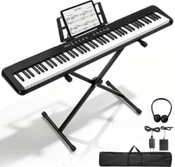 LEADZM Elektronische piano-keyboard- 88 toetsen - MIDI USB - 2000+ geluiden en ritmes - X-standaard + pedaal — thumbnail 1