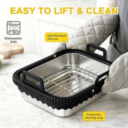Airfryer voor COSORI heteluchtfriteuse 2 kamers/Ninja heteluchtfriteuse AF400EU/DZ400EU/AF451EU hittebestendig van roestvrij staal 304, krasbestendig, vaatwasmachinebestendig (zwart, met — thumbnail 3