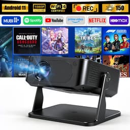 Android Beamer WiFi6 & BT 5.0 Portabler Projektor Mini Beamer LCD-Beamer (1280x720dpi px, interner Lautsprecher, Android 11.0 mit über 7.000 Apps) — thumbnail 1