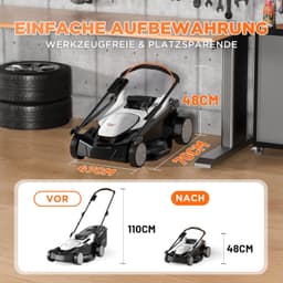 Accugrasmaaier met Opvangbak (40L) – Laura Homestore – 2x 20V Accu (4.0 Ah) & Lader – 43 cm Maaibreedte – Borstelloos – 6 Maaihoogtes – Voor Gazons tot 500 m² – Zwart — thumbnail 2