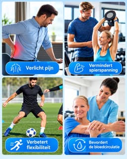 Mini Massagepistool – Massagegun met 30 Snelheden – 4 Massagekoppen – 12 mm Diepe Massage – LCD Touchscreen – USB-C – 1800-3200 RPM – 450 g — thumbnail 4