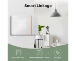 Thermostaat wifi 503, werkt op batterijen, wit, voor gasketel, wand- of inbouwmontage, box 502 en 503, wekelijkse programmering, touch-display 120 x 86 mm, app-besturing en handleiding (mogelijk niet