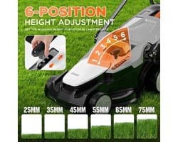 Accugrasmaaier – Elektrische Grasmaaier – Draadloze Grasmaaier – Lithium-ion Maaier – Tuinmaaier – 37 cm Maaibreedte – 2 x 4,0 Ah Accu’s Met 40L Opvangbak