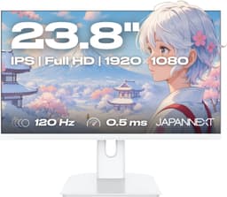 JAPANNEXT Gaming Monitor 23.8" IPS Full HD (1920x1080) 120Hz 0.5ms Wit | Ingebouwde luidsprekers G-Sync/FreeSync | JN-IPS238G120F-W — thumbnail 1
