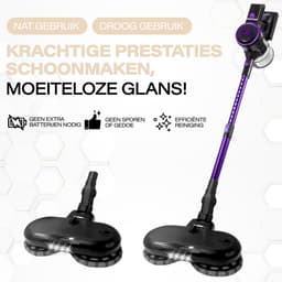 AG4200+ Steelstofzuiger Draadloos – Met Dweilfunctie 2 in 1 – Deep Purple – Krachtige Stofzuiger Zonder Zak – Geschikt voor Dierenharen – Compact & Lichtgewicht Kruimeldief — thumbnail 3