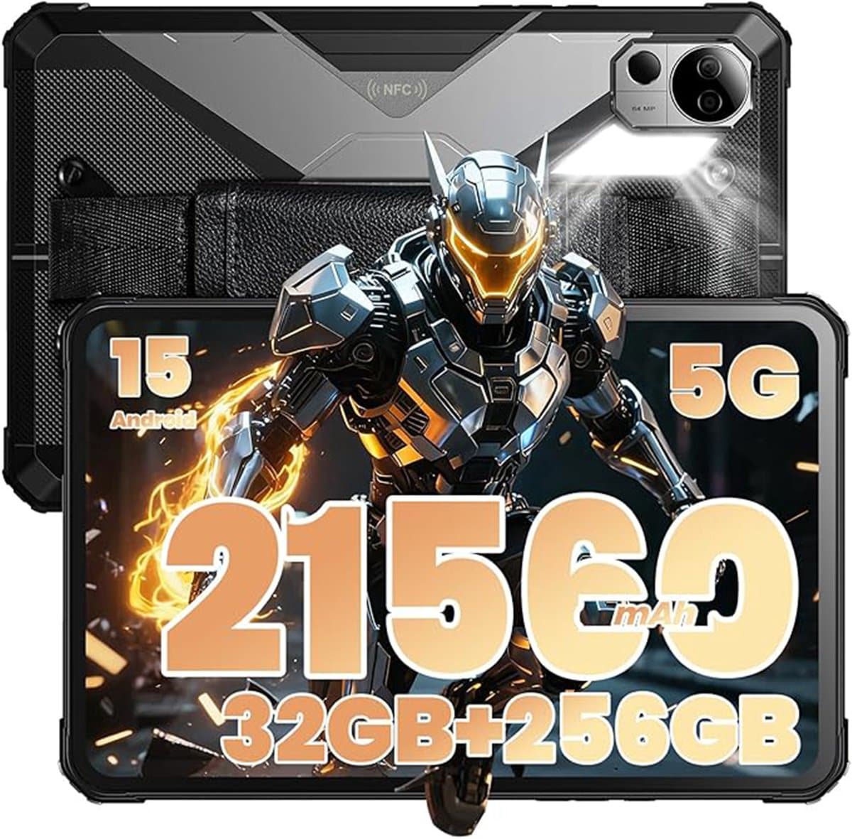 FOSSiBOT DT3 5G robuuste tablet, Android 15, 10,4 inch 1200x2000 scherm, 12 GB RAM, 256 GB ROM, WiFi 6, 21560 mAh-batterij, 66 W snelladen, 64 MP + 32 MP camera, LED-zaklamp, NFC, GPS/GALILEO/GLONASS/QZSS/BEIDOU/NavIC — afbeelding 1