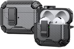 Telestore - AirPods Pro 3 Carbon hard case cover - Carbon hybride zwart hoesje Beschermhoes - AirPods pro 3 Cover - hoesje geschikt voor Apple Airpods pro 3 - zwart - Carbon hard cover - met MagSafe functie — thumbnail 1