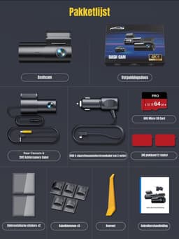 AMA® Dashcam Voor en Achter - Dashcam - Parkeermonitor - Nachtzicht - App-bediening — thumbnail 3