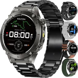 Siltcon® Vortex GPS Smartwatch Heren en Dames - Sport Horloge - Horloge Heren - Stappenteller - Hartslagmeter - Saturatiemeter - Belfunctie - 200+ Sportmodi - Kompas - Zaklamp - Waterdicht - AMOLED - Geschikt voor iOS/Android - 5 Bandjes — thumbnail 1