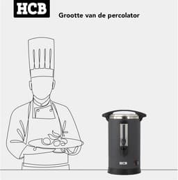 HCB® - Professionele Horeca Percolator - 14,3 liter - 95 kopjes - zwart - 230V - RVS / INOX Perculator - Elektrisch koffiezetapparaat - Volautomatische koffiemachine - 33x37x46 cm (DxBxH) - 3.10 kg - 1353 — thumbnail 4