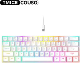 TMICE CX23 – 60% Mechanical Keyboard – Blue Switch – RGB Backlight – Wit Mechanisch Gaming Toetsenbord – Compact Wired Type-C – 61 Keys – Anti-Ghosting – Ergonomic Design — thumbnail 1