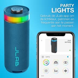 JLab Go Bluetooth Speaker Draadloos - Draagbare Muziekbox - 16 uur Batterijduur - 10 Watt - Bass Boost - IPX6 Waterproof - Multipairing - Instelbare Party Lights - App Equalizer - Blauw — thumbnail 4