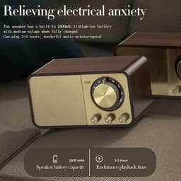 IBETTERTEC Retro FM-radio - Bluetooth 5.0, USB en AUX - Oplaadbare batterij 1800 mAh — thumbnail 3
