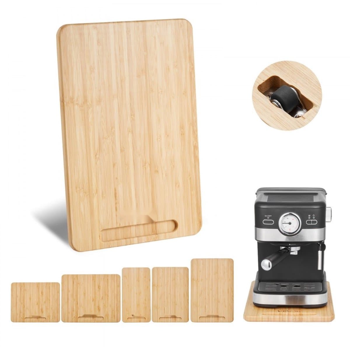 Schuifplank voor keukenapparaten - Rolplank - 40,6 x 30,5 cm - Rubberen Wielen - Holle Handgreep - Makkelijk Schoon Te Maken - Voor Koffiezetapparaat En Keukenmachine — afbeelding 1