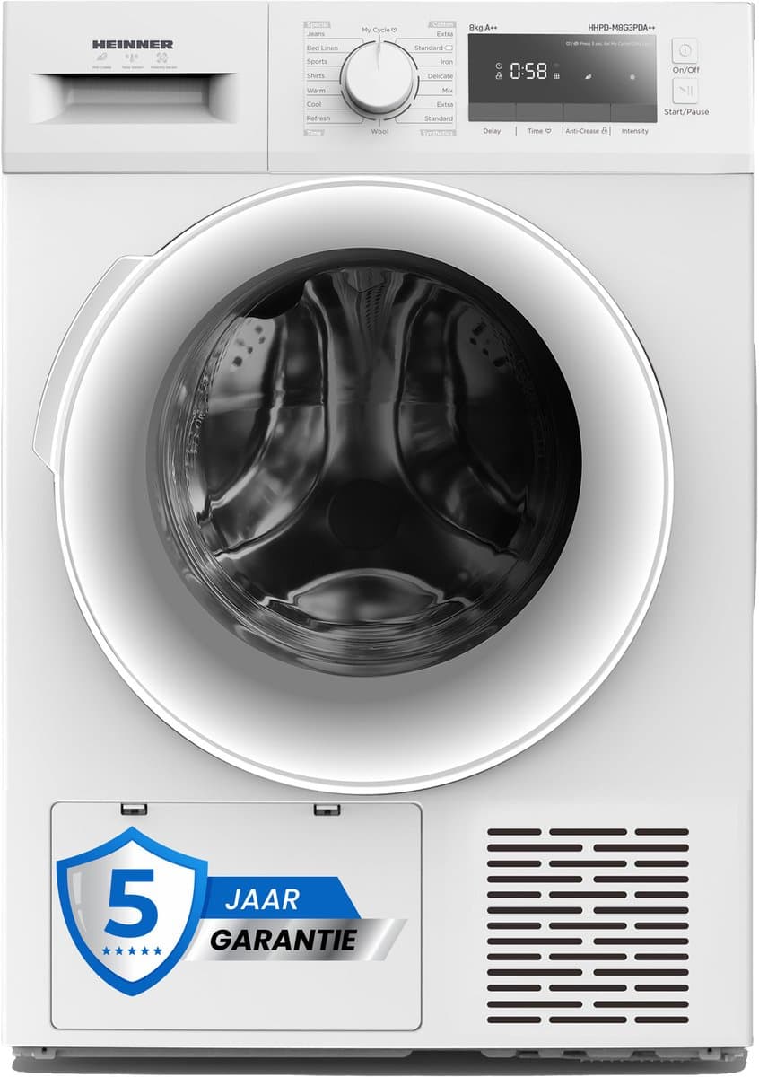 Heinner Warmtepompdroger - 8 KG - Wasdroger - 16 Programma's - Antikreukfunctie - LED display - Wit — afbeelding 1