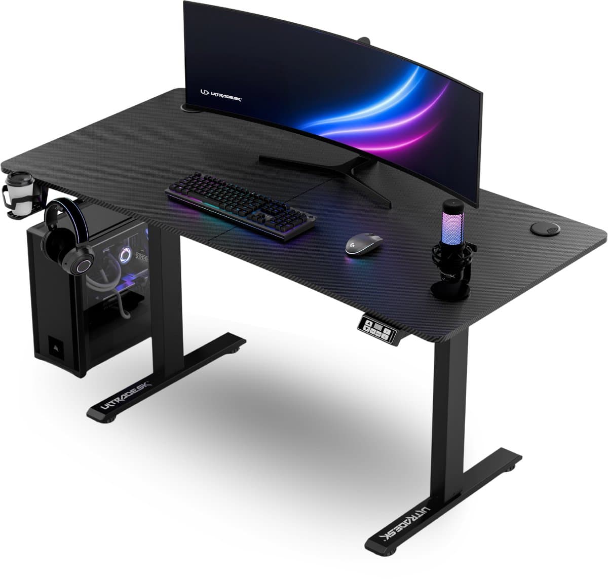 Ultradesk LEVEL V2 – Bureau voor Gaming, Home Office & Kantoor – Zwart – Elektrisch verstelbaar – Incl. Accessoires — afbeelding 1