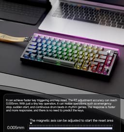 ATTACK SHARK R85HE - Magnetic Switch Wired Gaming Toetsenbord - 79keys - RGB light strip - Decorative Lanyard - Volume knob - PBT Keycaps - 8Khz - 0.005mmRT - 0.08ms - Moonlit Night — thumbnail 5