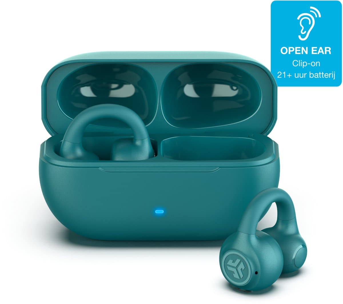 JLab Flex Sport Draadloze Oordopjes - Bluetooth Oortjes Draadloos - 21 uur Batterijduur - IPX4 Waterbestendig - Open Ear Clip on Design - Aanpasbare EQ3 - Sport Oortjes Hardlopen - Fitness - Groen — afbeelding 1