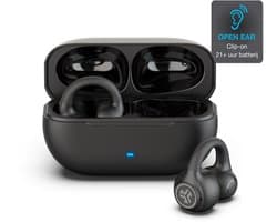 JLab Flex Sport Draadloze Oordopjes - Bluetooth Oortjes Draadloos - 21 uur Batterijduur - IPX4 Waterbestendig - Open Ear Clip on Design - Aanpasbare EQ3 - Sport Oortjes Hardlopen - Fitness - Zwart