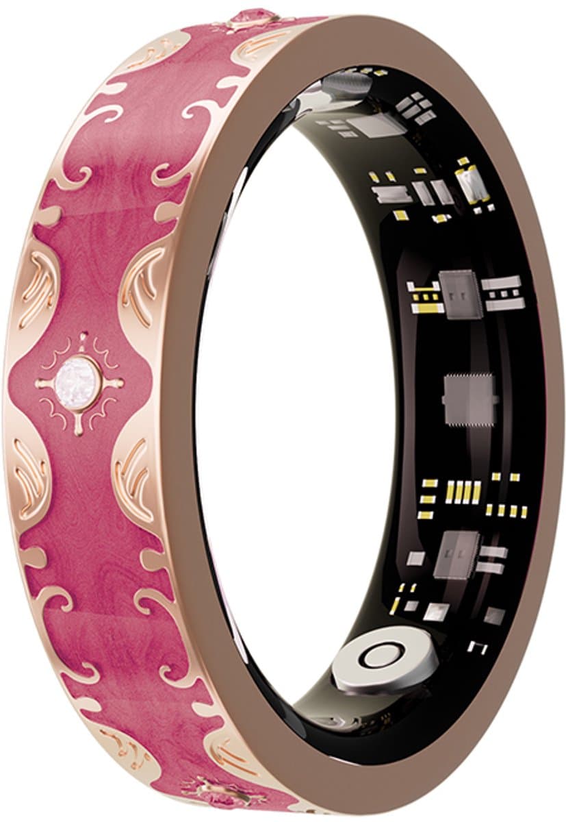 WizBay Premium Select® Bohemian Smart Ring - Rose Red - Hartslag, Slaap en Zuurstofmeting - Activiteitstracker - Maat 7 — afbeelding 1