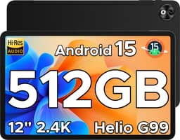 DOOGEE T40 PRO Tablet - 12 inch 2.4K - Android 15 - Helio G99-processor -20 GB RAM + 512 GB / 2 TB TF - gamingtablet - 10800 mAh/18W - 16 MP + 8 MP camera's - ondersteunt 4G dual SIM dual standby - 5G wifi - GPS - Widevine L1 - 4 x Smart PA — thumbnail 1