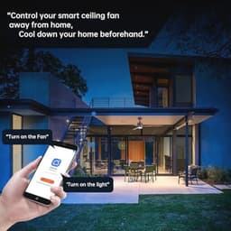 165 cm massief houten plafondventilator met DC-motor en dimbare LED-verlichting - Geschikt voor Alexa en Google Home - 6 snelheden en IP44 — thumbnail 4