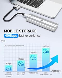 Externe harde schijf NVMe 2 TB - 3000 MB/s, Thunderbolt 3, USB-C, SSD M.2, Geïntegreerde koelventilator — thumbnail 3