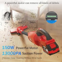 Draadloze Stofzuiger met 13 KPA Zuigkracht en 4 Ah Li-Ion Batterij - Ideaal voor Huishoudelijk Gebruik en Auto — thumbnail 3