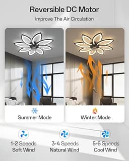 Moderne Plafondventilator met Dimbare LED Verlichting en Zomer-Winter Functie voor Slaapkamer en Keuken — thumbnail 3
