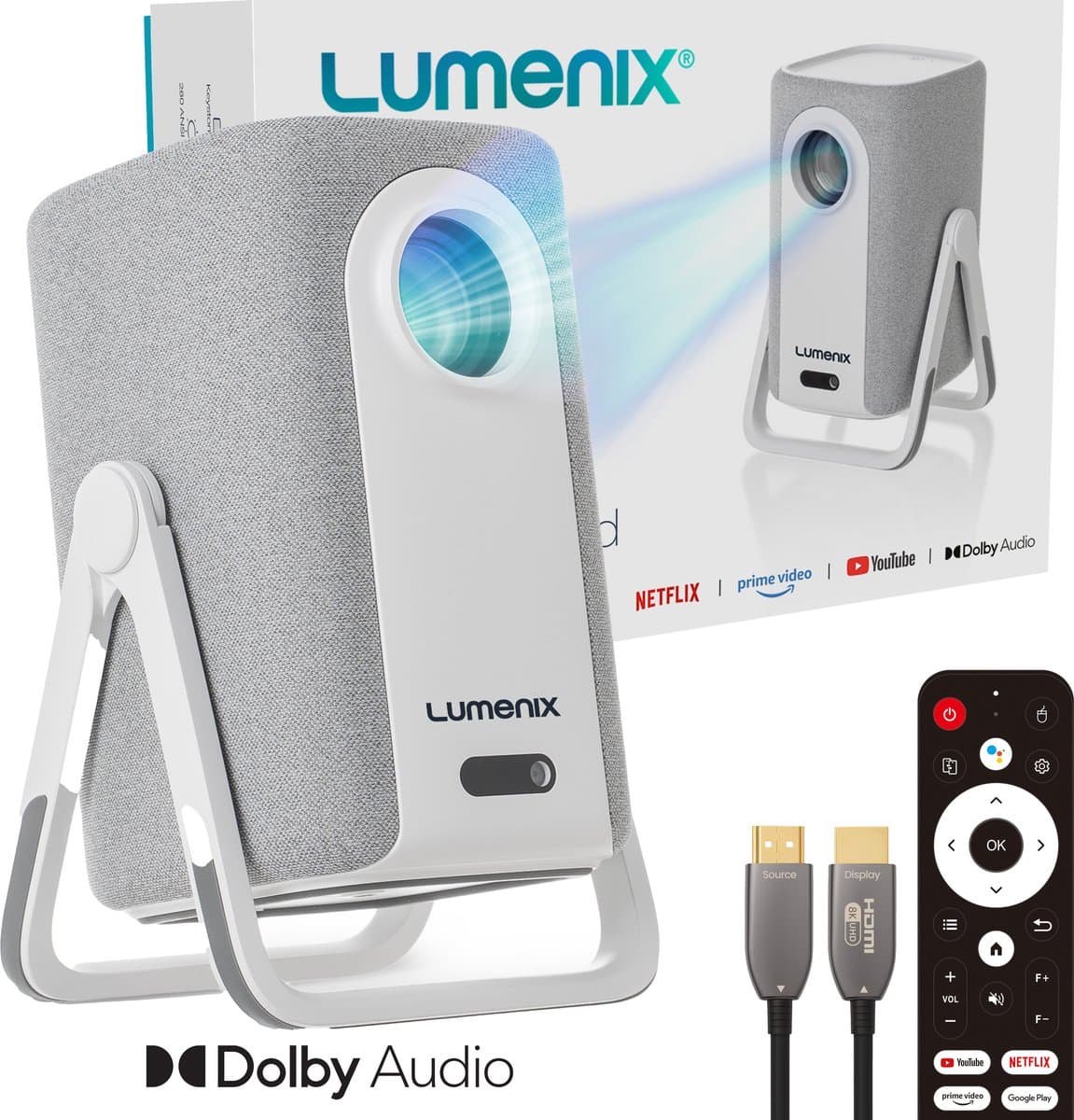 Lumenix® AIR - PRO Beamer – Dolby Audio – Thuisbioscoop met Netflix – 500 ANSI – Full HD 1080p (4K ondersteund) – WiFi 6 & Bluetooth 5.2 – Autofocus & Auto Keystone – Home Cinema Projector — afbeelding 1