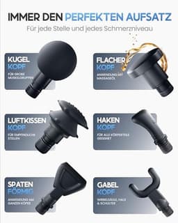 Massagepistool met 6 opzetstukken en 3200 omw/min - Diepe Spiermassage met USB-C Aansluiting — thumbnail 4