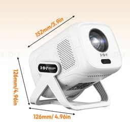 XGODY Gimbal N5 Mini Projector - Smart 1080P Full HD Beamer - 4K Ondersteuning - WiFi 6 & Bluetooth 5.4 - Ingebouwde Speakers - Draagbare Mini Beamer Thuisbioscoop - WhaleOS - Wit — thumbnail 3