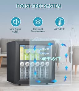 Mini-koelkast voor 55 blikjes - Compacte drankkoeler met digitale temperatuurregeling voor thuis — thumbnail 2
