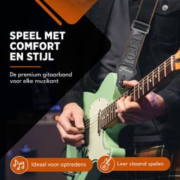 Finesse Gitaarband met Plectrumhouders - Verstelbaar - Katoen - Akoestische & Elektrische Gitaar - Gitaarriem - Gitaar Strap - Guitar Strap — thumbnail 2