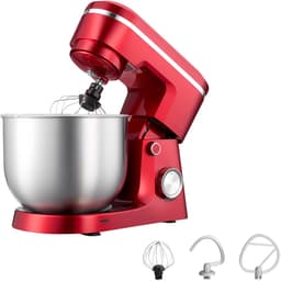 5,7 L Elektrische Standmixer, 1500W Keukenapparaat met 10 Instelbare Snelheden, Kantelbaar Kopontwerp, Roestvrijstalen Kom, Deeghaak, Garde en Klopper voor Bakken, Mixen, Kloppen en Kneden, Zilver — thumbnail 1