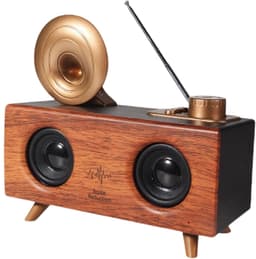 Retro Bluetooth Speaker met Gramofoon Design - 10W Stereo - FM Radio - Bluetooth 5.3 - USB-C - TF-kaart - AUX - Bruin — thumbnail 1