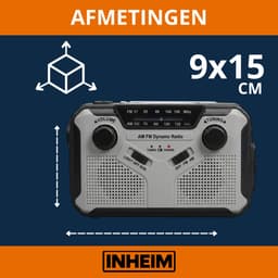 INHEIM® Beacon Noodradio - AM/FM Solar Opwindbaar - Powerbank - Zonneenergie - Noodpakket - Met Zaklamp - Opwindbaar — thumbnail 3